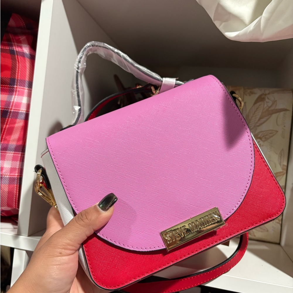 Steve Madden Two-Tone Pink and Red Crossbody Bag
